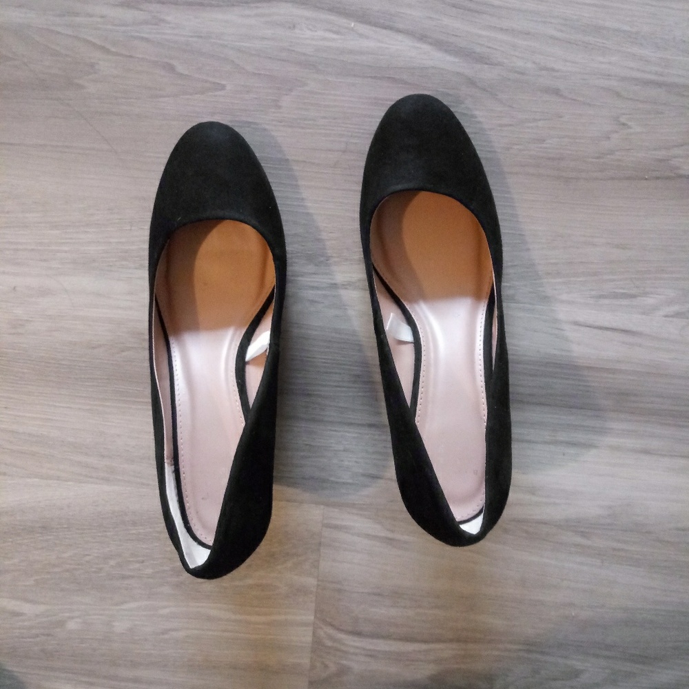 Black faux suede Wedge heels